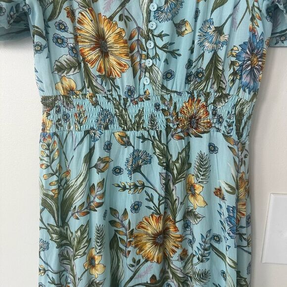 Able The Label Floral Hi/Lo Hem Maxi Dress M - Picture 3 of 7